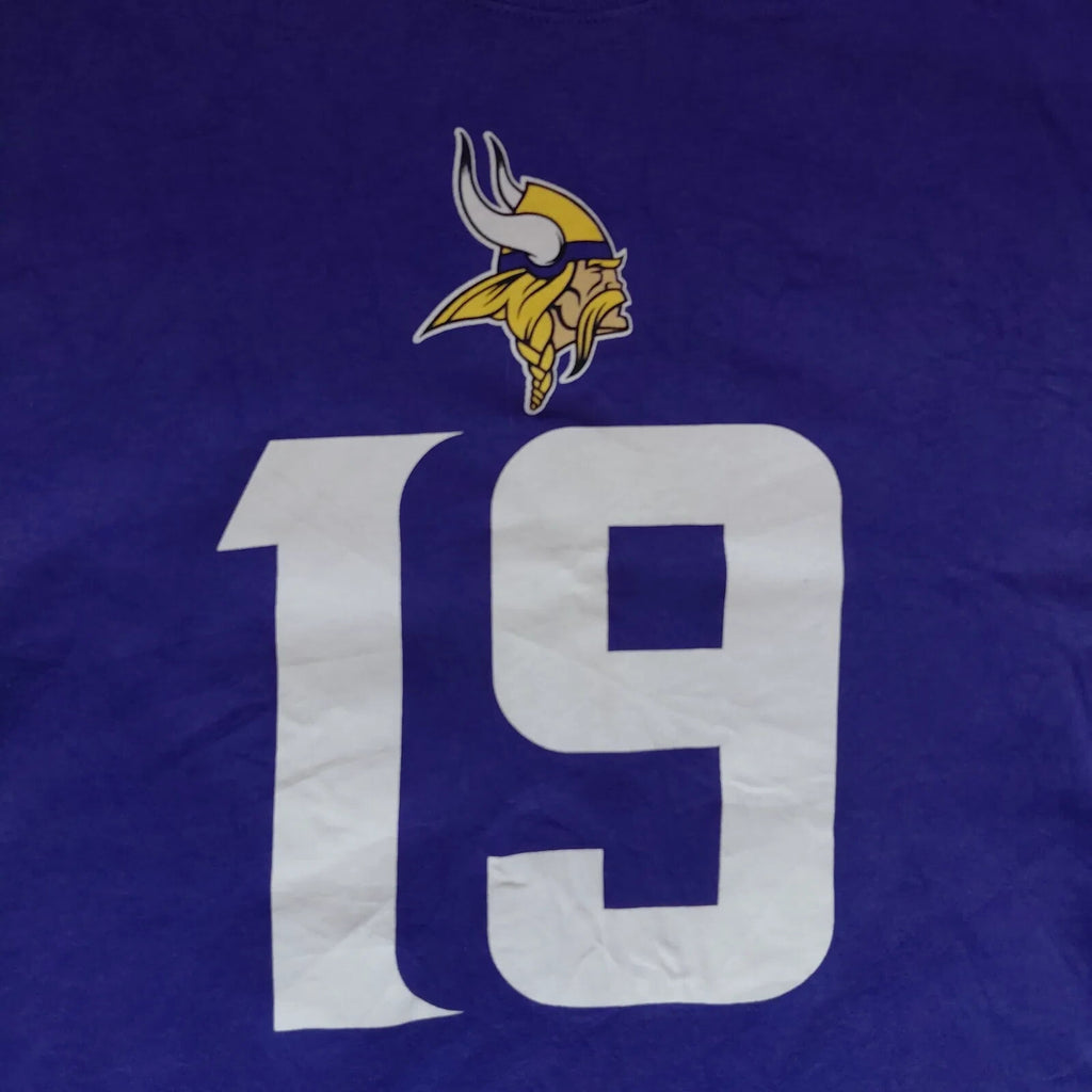 Team Apparel T Shirt Purple Vikings Thielen Number 19 Graphic Logo NFL Football