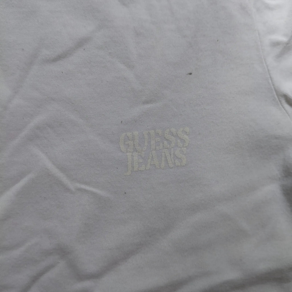 Guess Crew Neck T Shirt Mens White Blue Cotton Dip Dye Short Sleeve Casual
