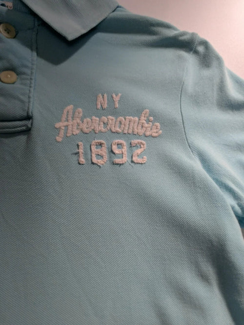 Abercrombie & Fitch Polo Shirt Small Blue Cotton Piqué Short Sleeve Embroidered