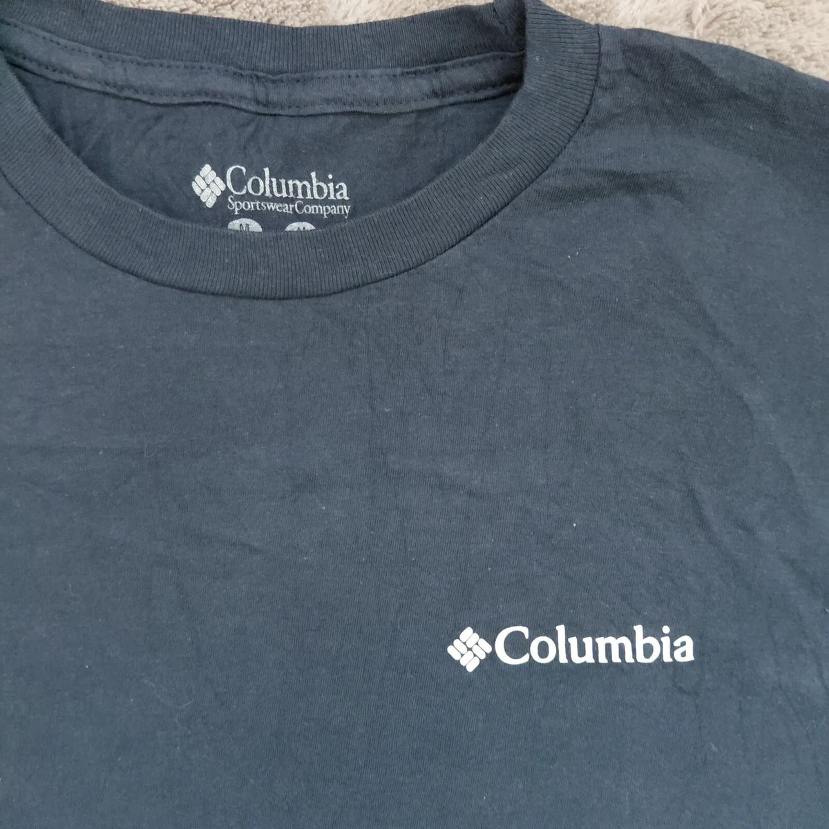Columbia Crew Neck T Shirt Mens Medium Navy Cotton American Flag Graphic Short