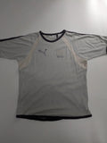 Puma Football Shirt Mens Medium Grey Graphic Logo Short Sleeve Retro Sportswear