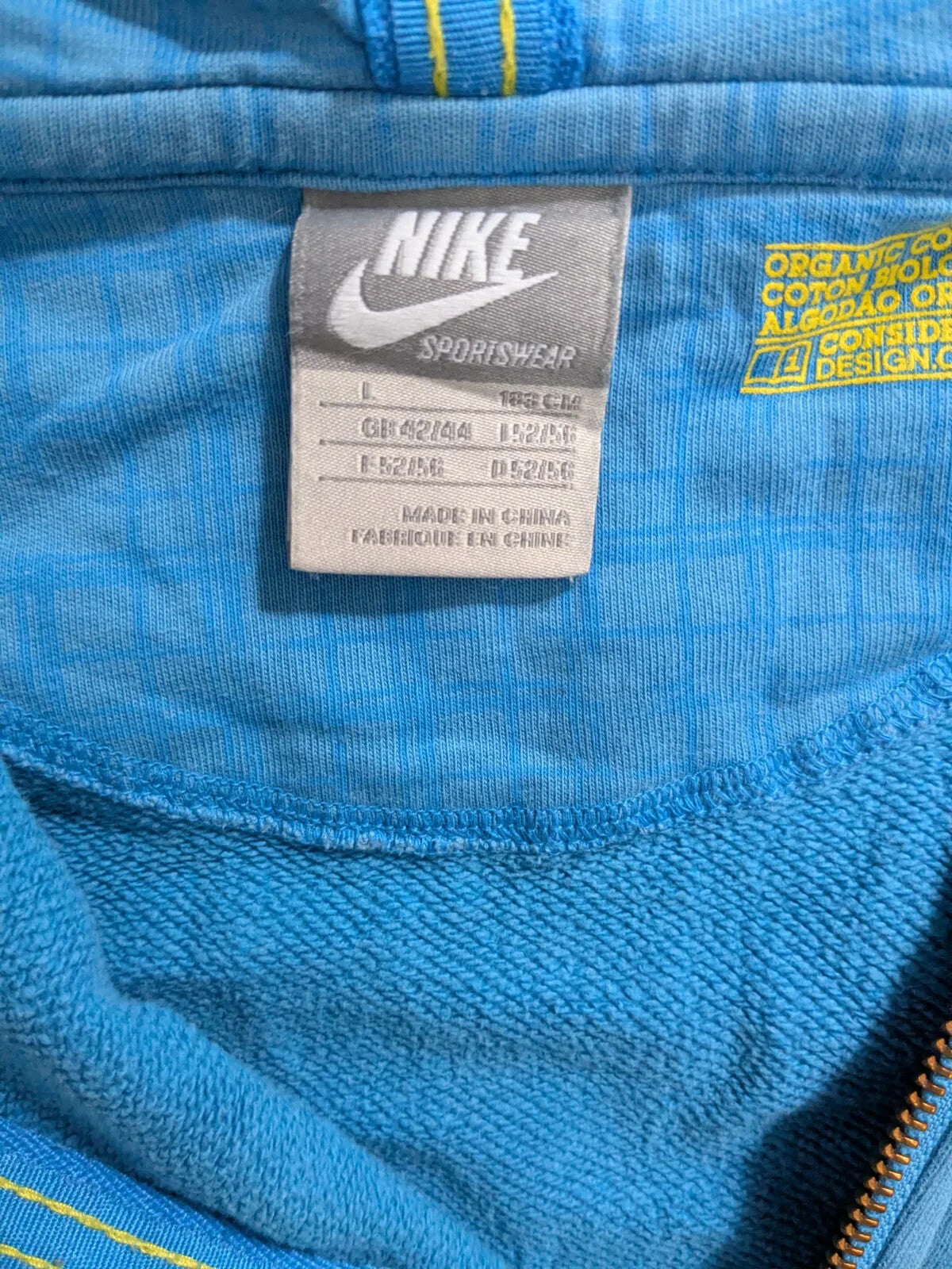 Nike 1/4 Zip Hoodie Mens Large Blue Cotton Logo Hooded Streetwear