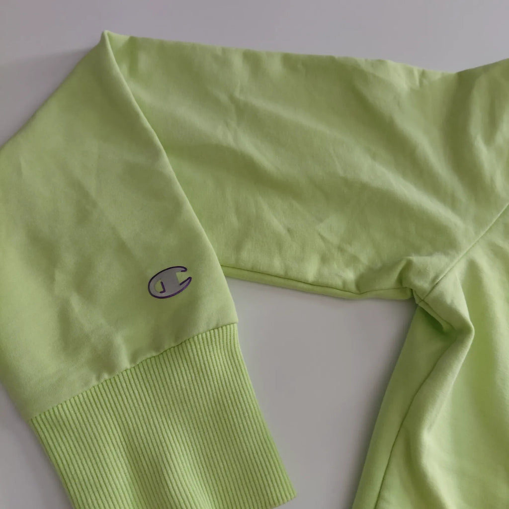 Champion Jacket Lime Green Full Zip Stand Collar Logo Streetwear
