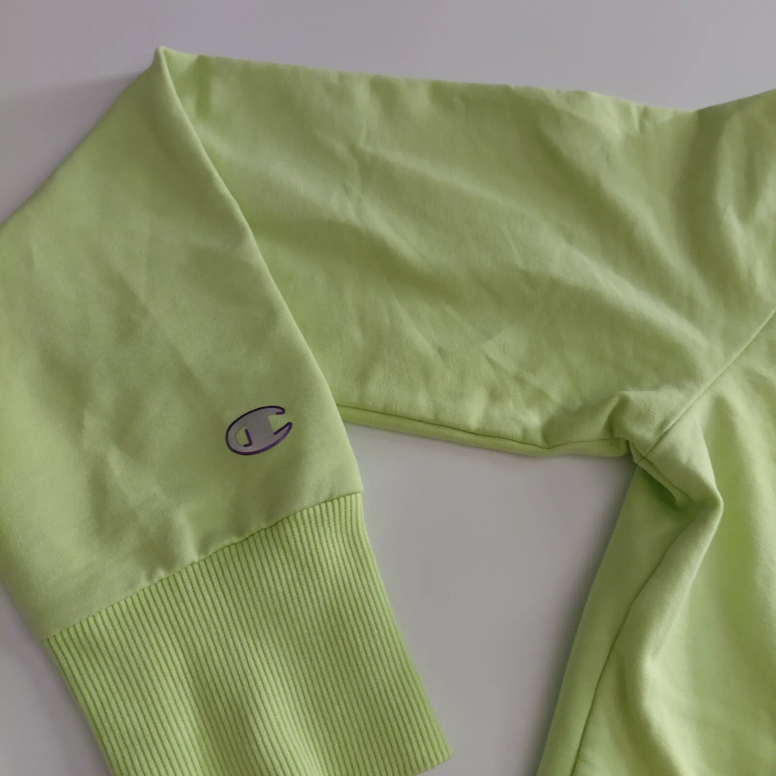 Champion Jacket Lime Green Full Zip Stand Collar Logo Streetwear