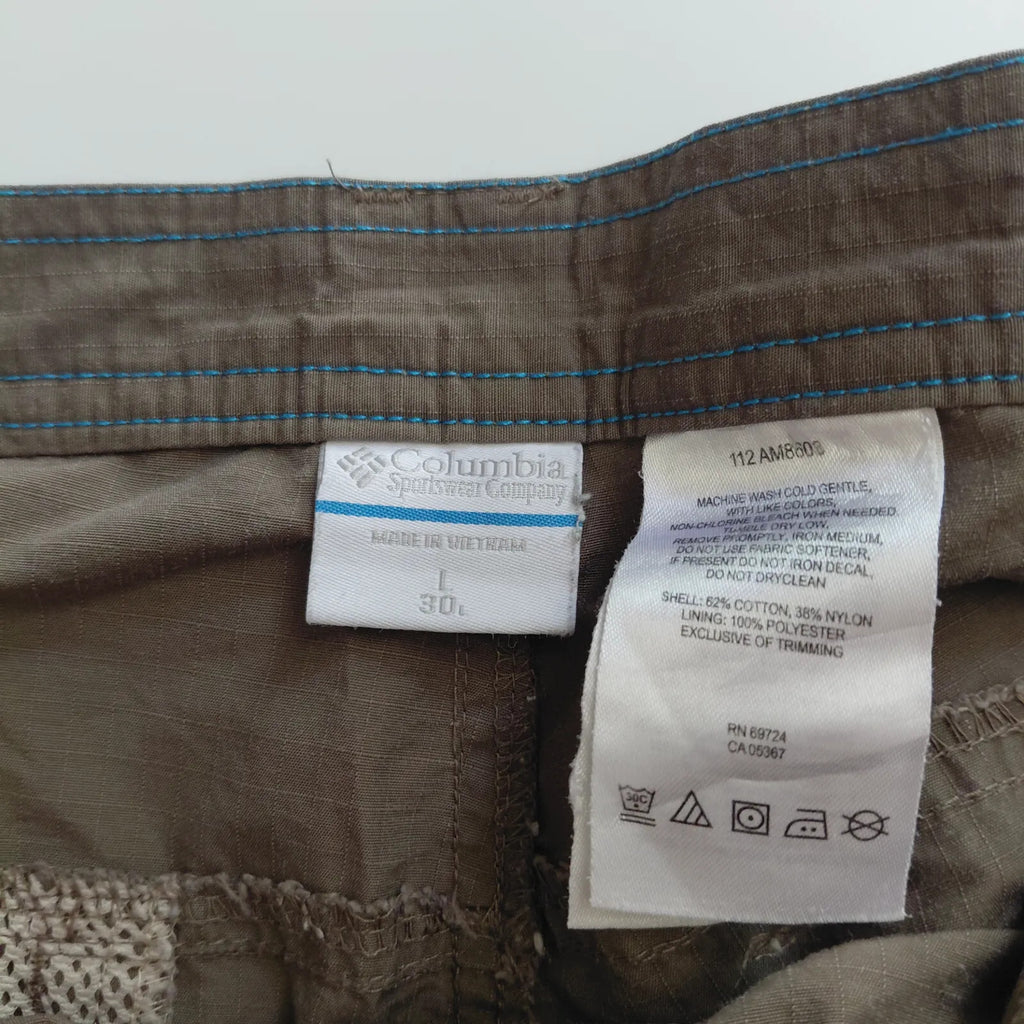 Columbia Sportswear Company Cargo Shorts L Brown Cotton Nylon Cargo Utility