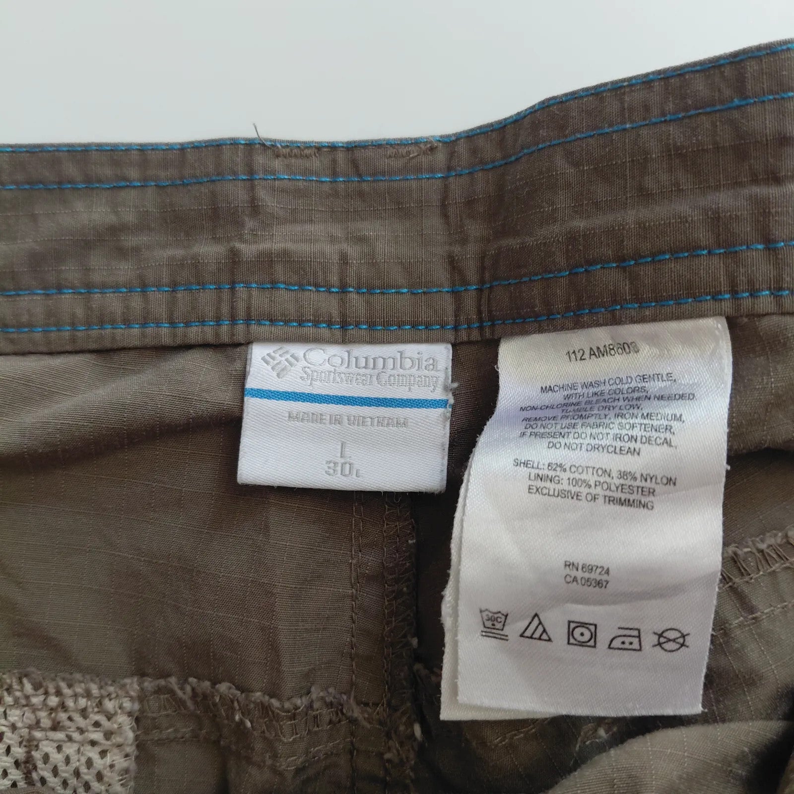 Columbia Sportswear Company Cargo Shorts L Brown Cotton Nylon Cargo Utility