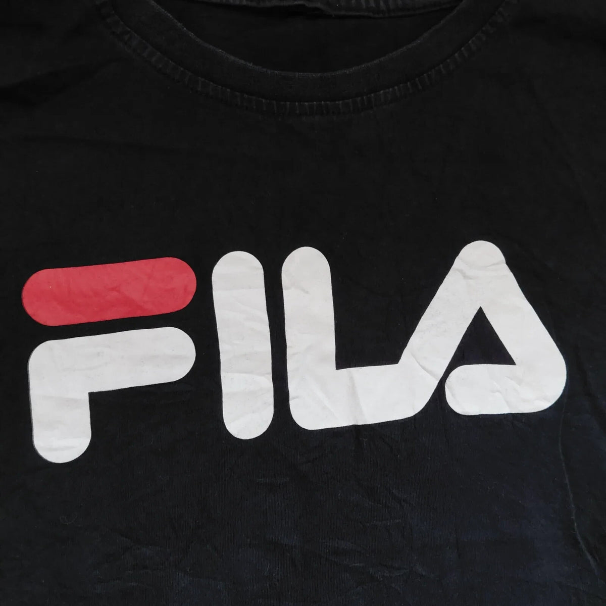 FILA Crew Neck T Shirt Black FILA Logo Short Sleeve
