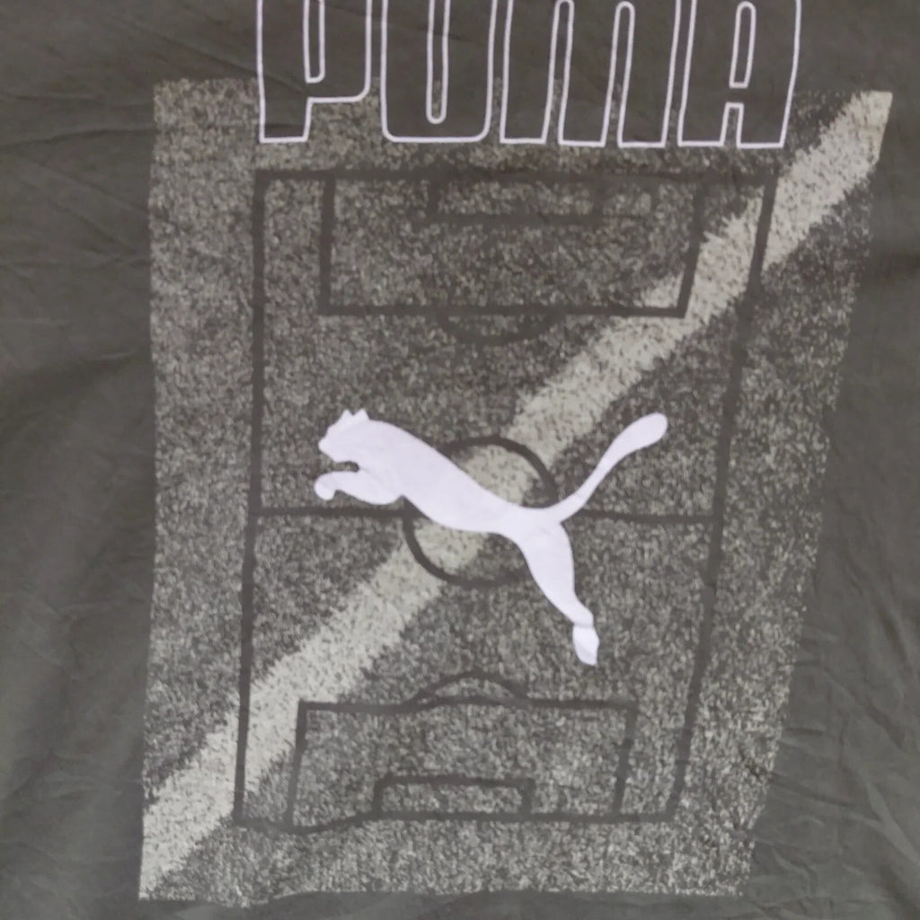 Puma Crew Neck T Shirt Large Olive Green Puma Logo Graphic Short Sleeve