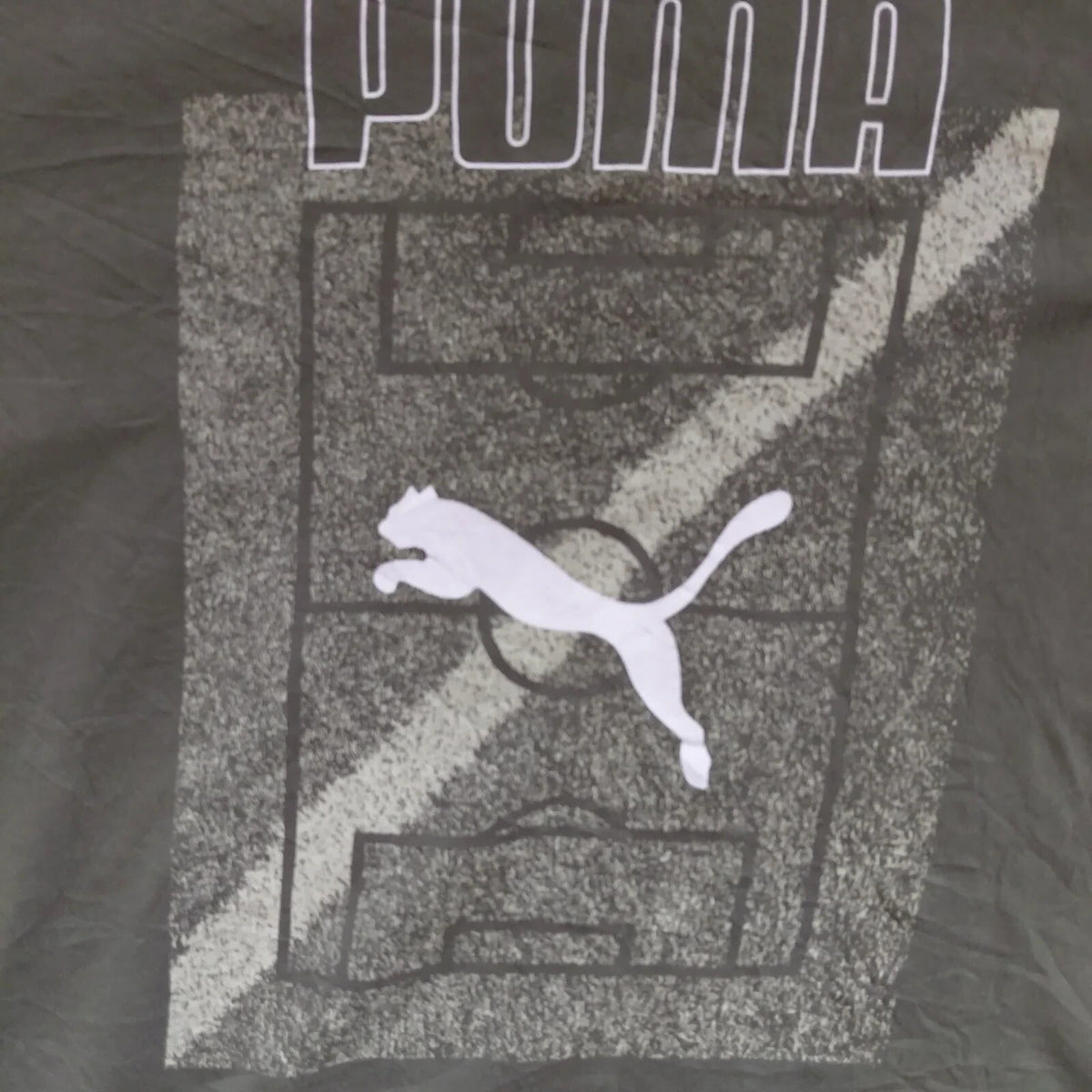 Puma Crew Neck T Shirt Large Olive Green Puma Logo Graphic Short Sleeve