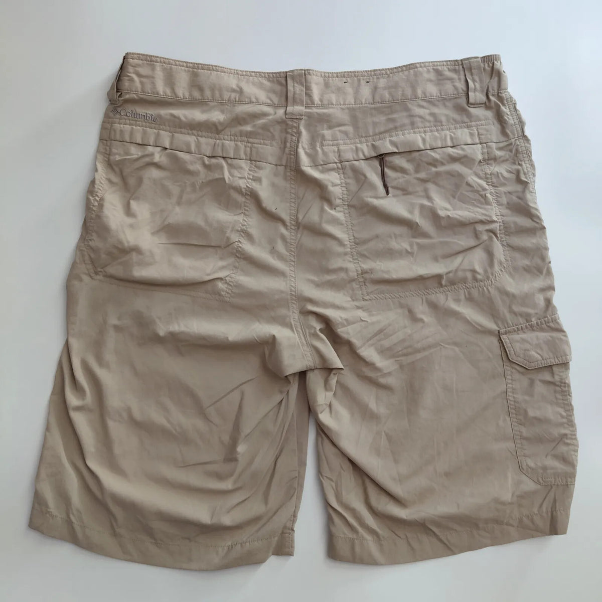 Columbia Omni Shade Cargo Shorts Beige Ripstop Nylon Logo Sun Protection Outdoor