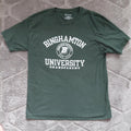 Champion Crew Neck T Shirt Large Dark Green Cotton Binghamton University Graphic