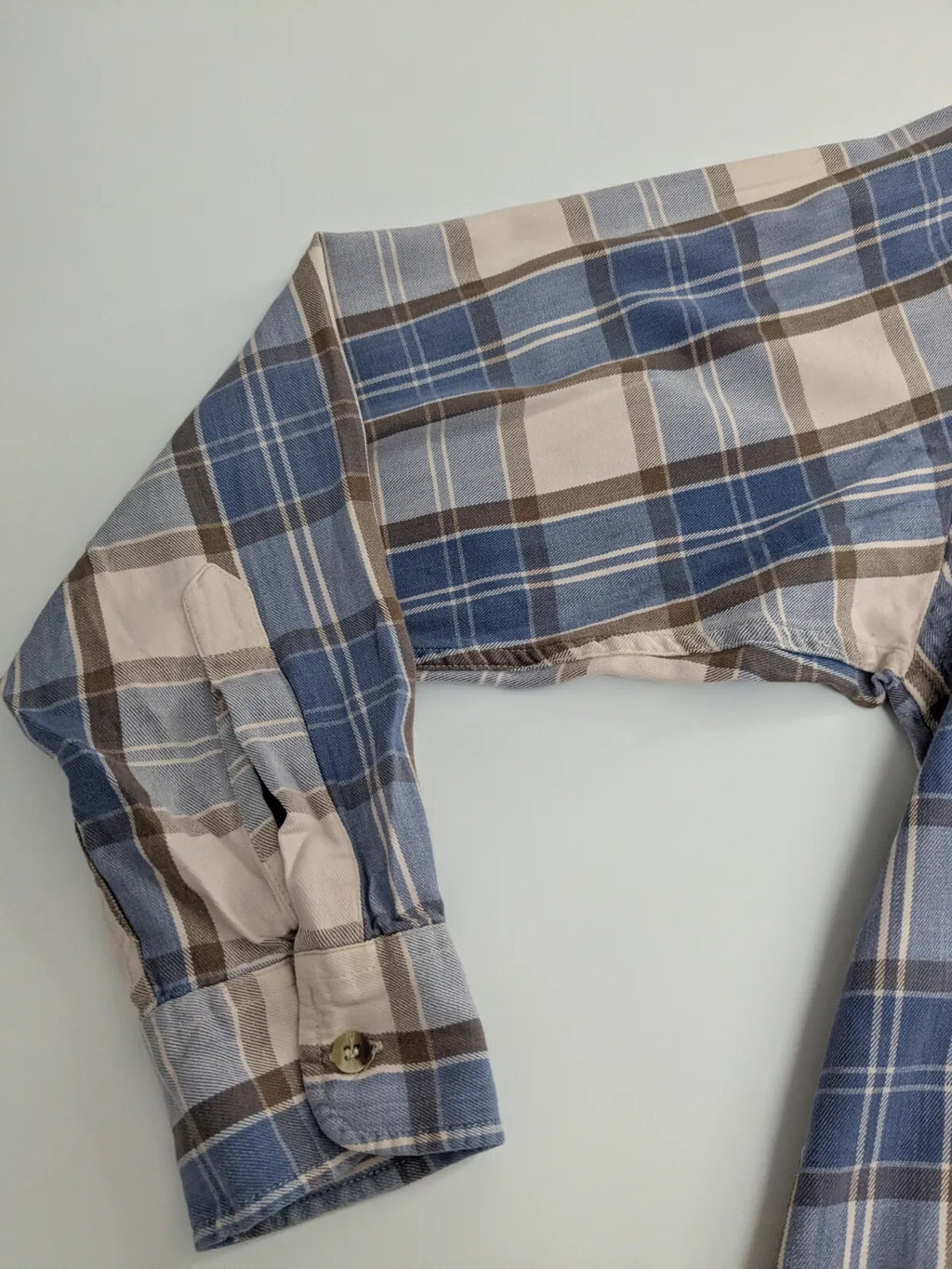 Fila Shirt Medium Blue Cotton Plaid Button Up Long Sleeve Logo Workwear