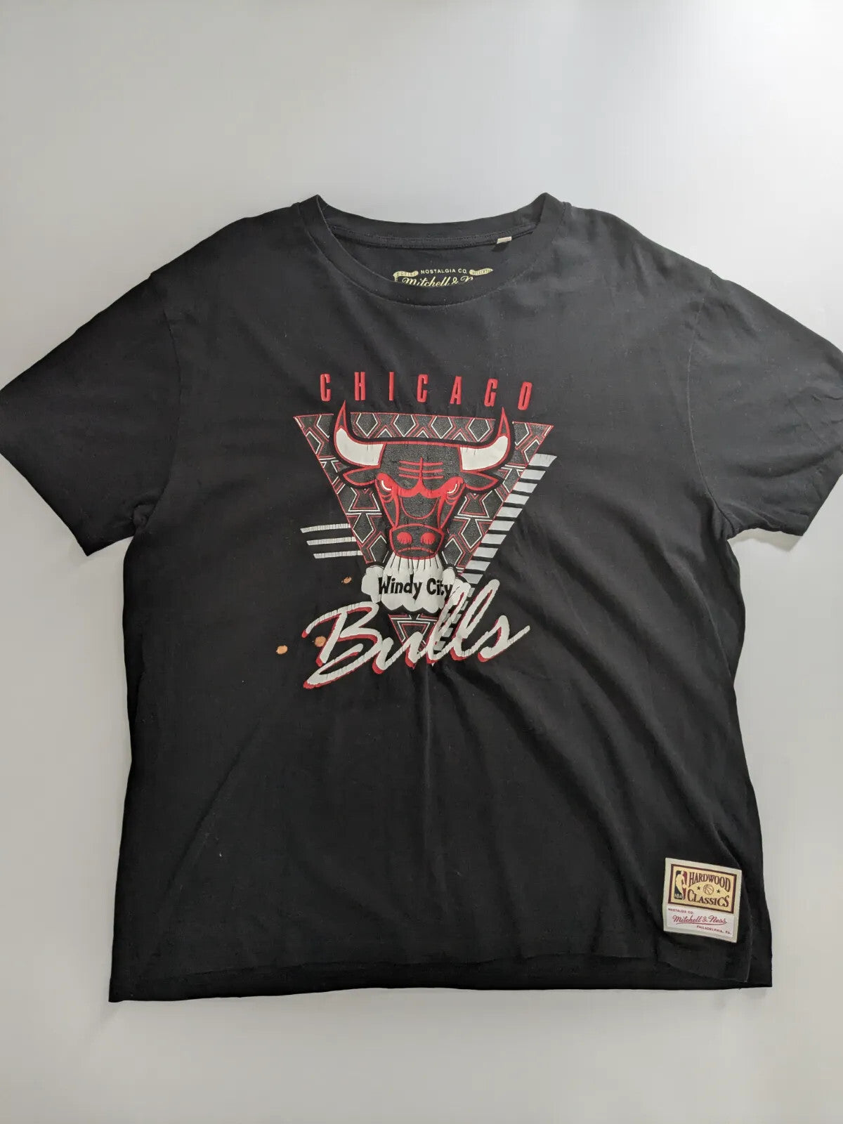 Mitchell & Ness T-Shirt Mens Large Black Cotton Graphic Logo Streetwear