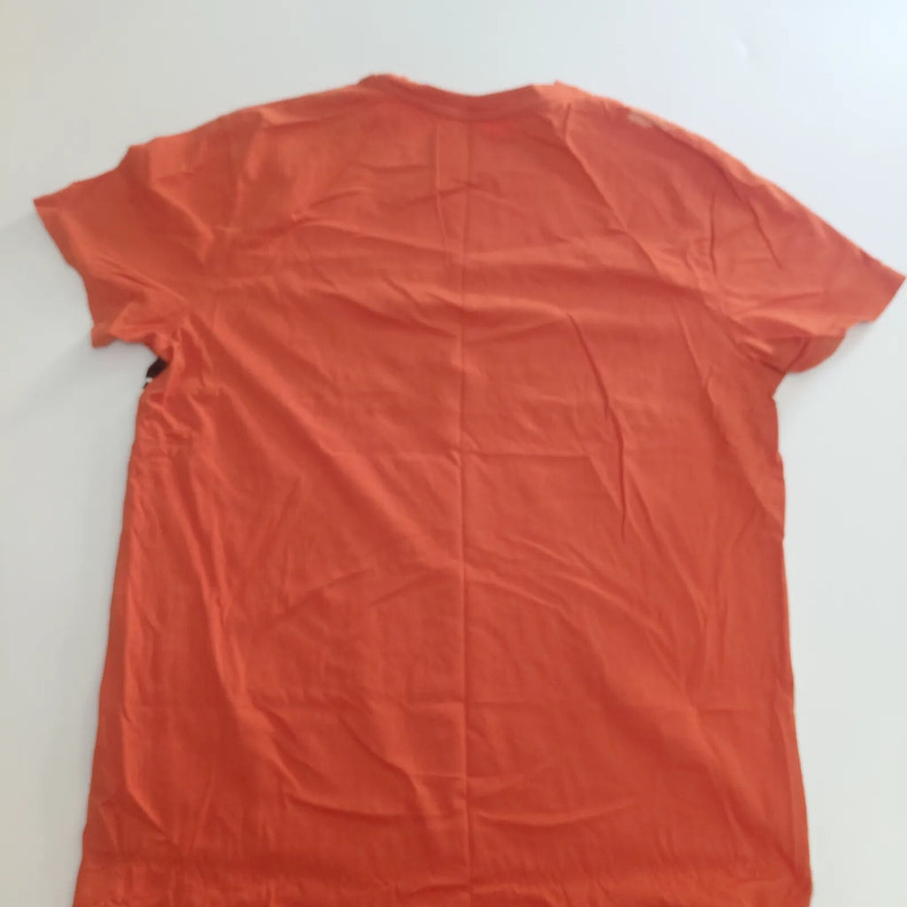 Timberland T Shirt Large Orange Black White Organic Cotton Logo Colour Block