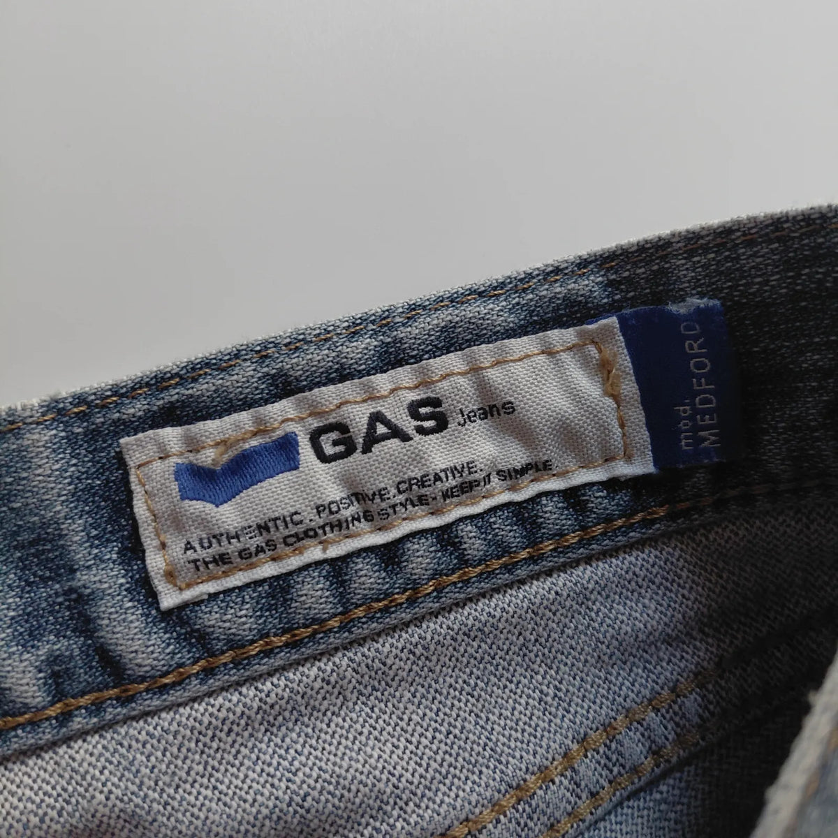 Gas Jeans L36 Light Blue Wash Denim Regular Straight Button Fly