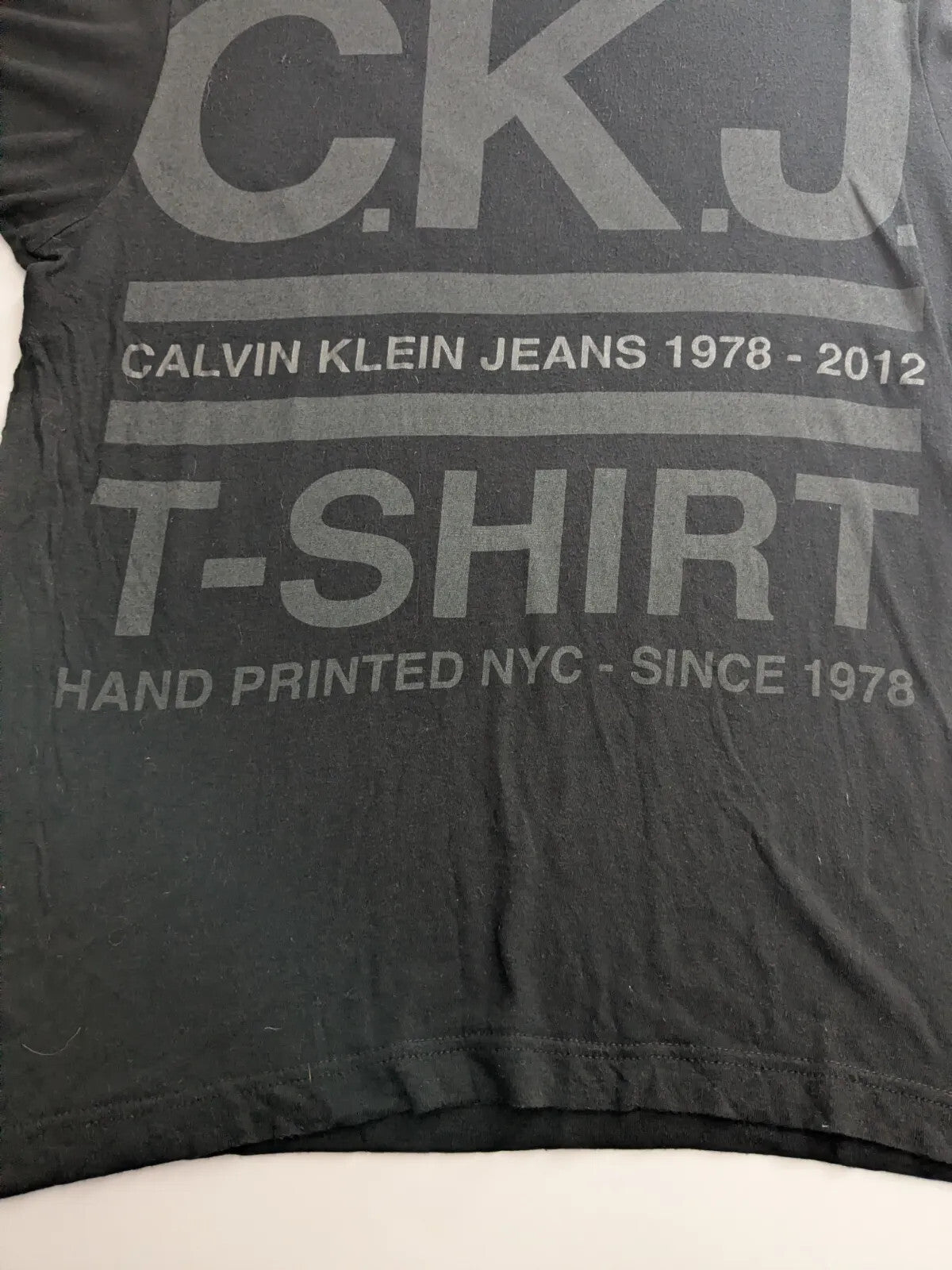 Calvin Klein Jeans Crew Neck T-Shirt Small Black Cotton Viscose CKJ Logo Print