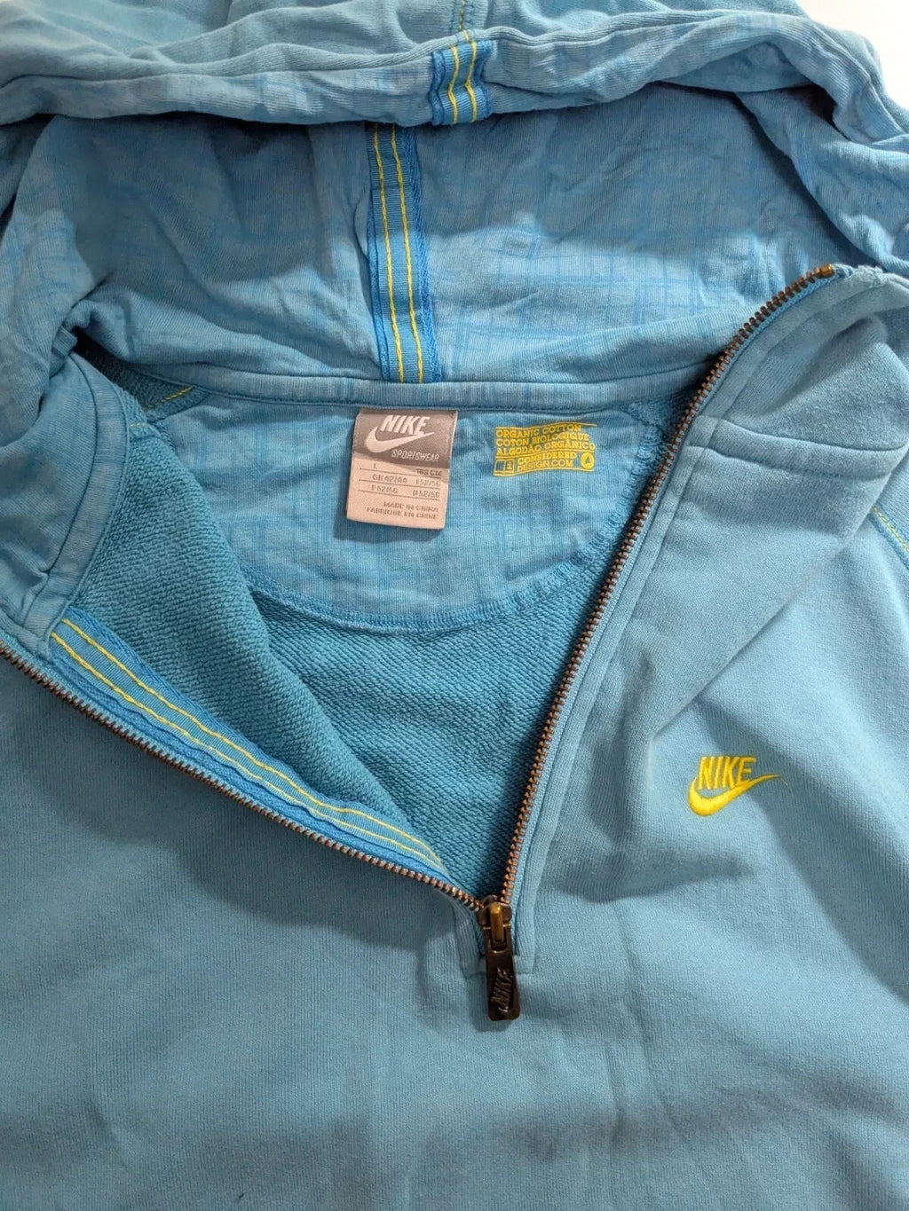 Nike 1/4 Zip Hoodie Mens Large Blue Cotton Logo Hooded Streetwear