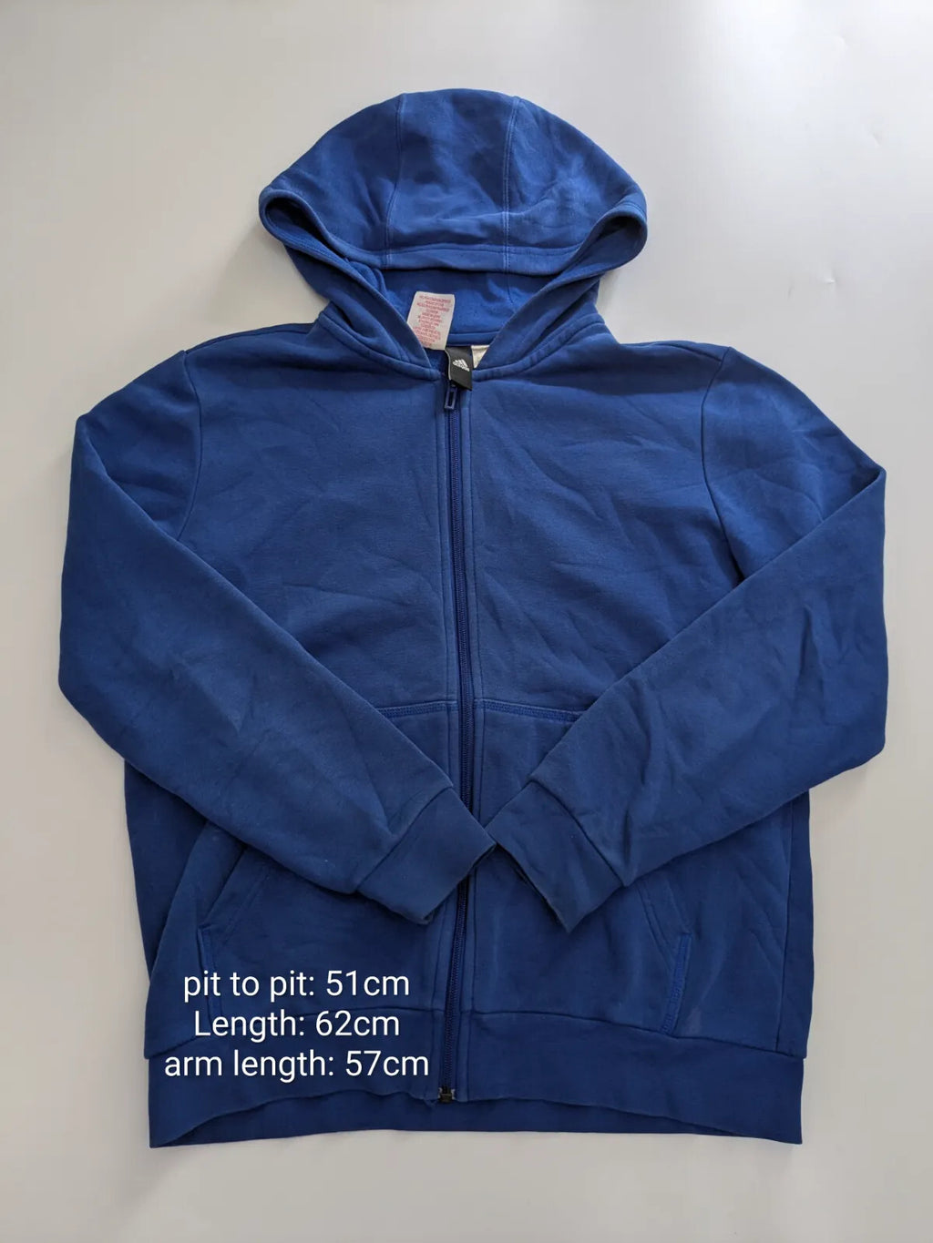 Adidas Zip Hoodie Blue Logo Full Zip Hooded Streetwear womens uk 8-10