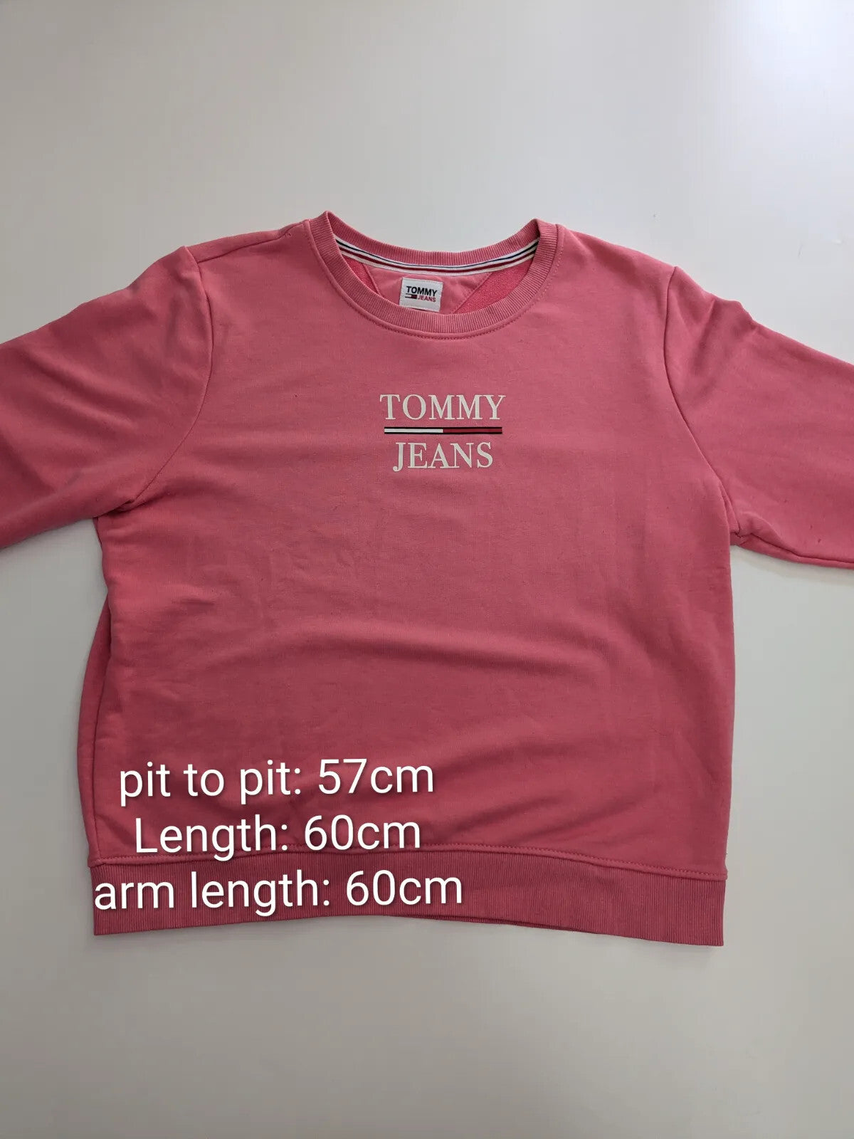 Tommy Jeans Crewneck Sweatshirt M Pink Cotton Logo Pullover