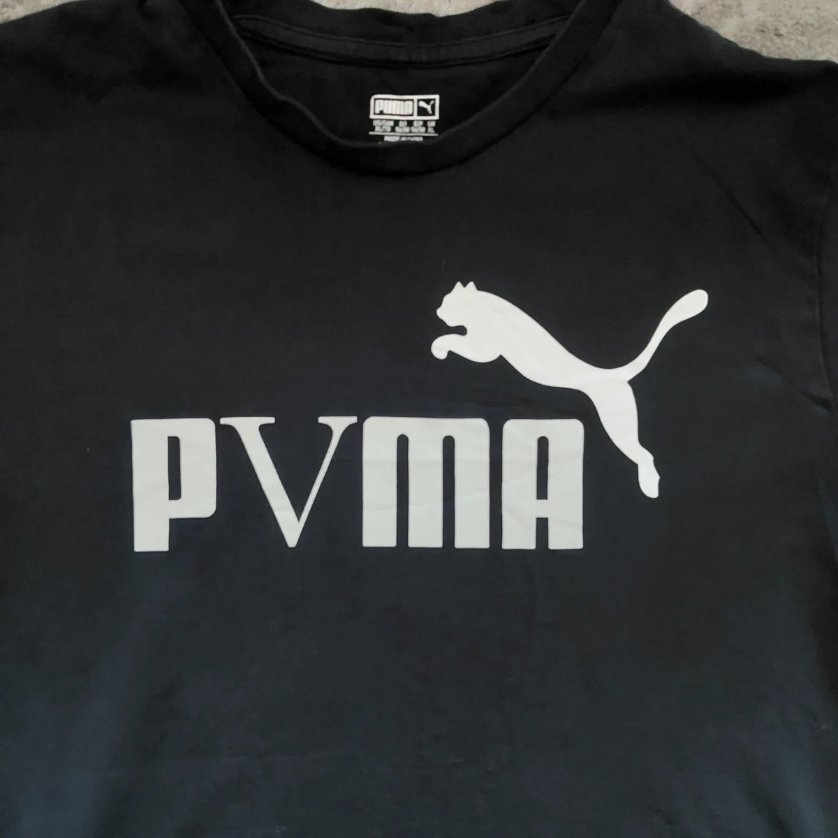 Puma Crew Neck T Shirt XL Black Graphic Logo Short Sleeve Streetwear