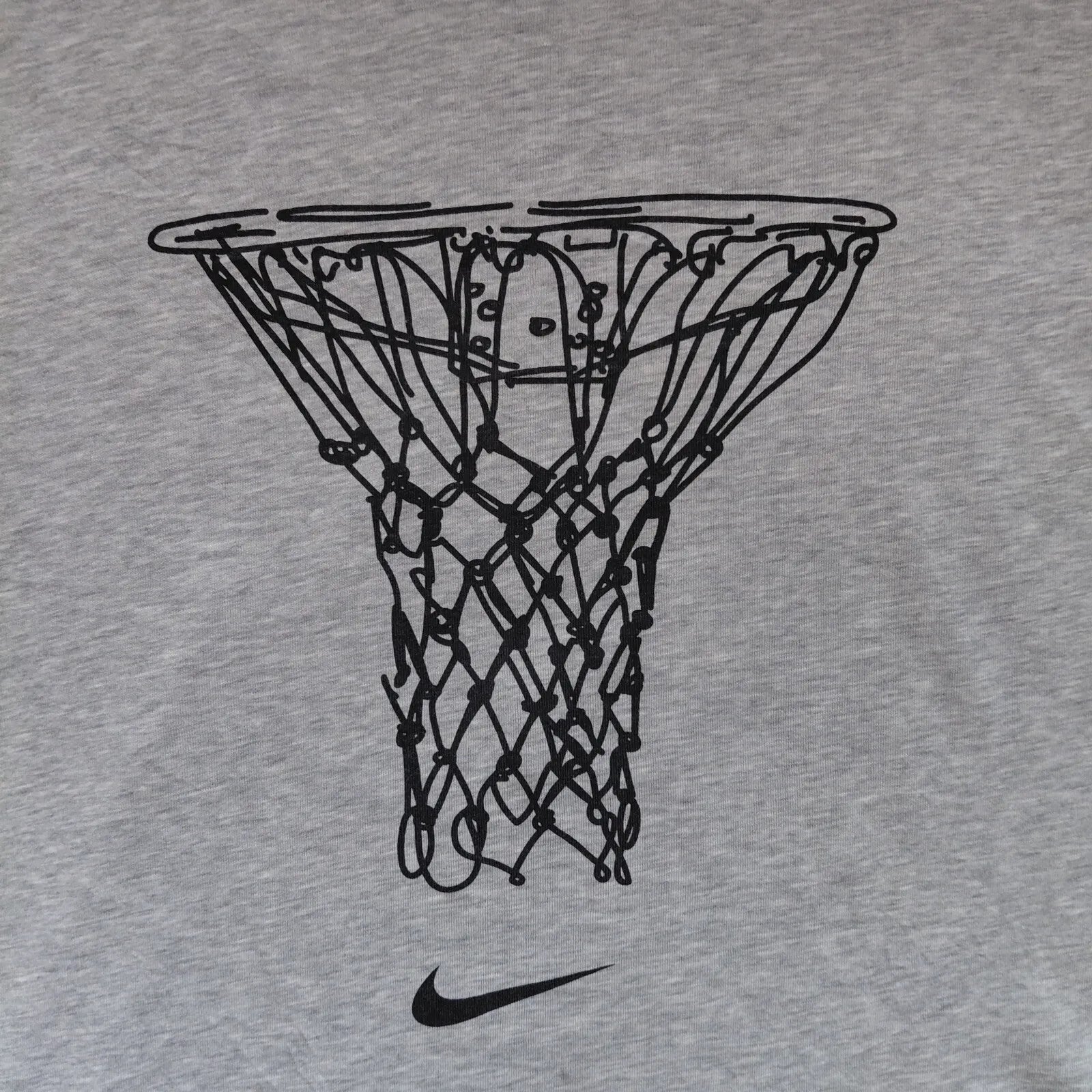 Nike Crew Neck T Shirt XL Grey Basketball Hoop Graphic Dri Fit Athletic Cut