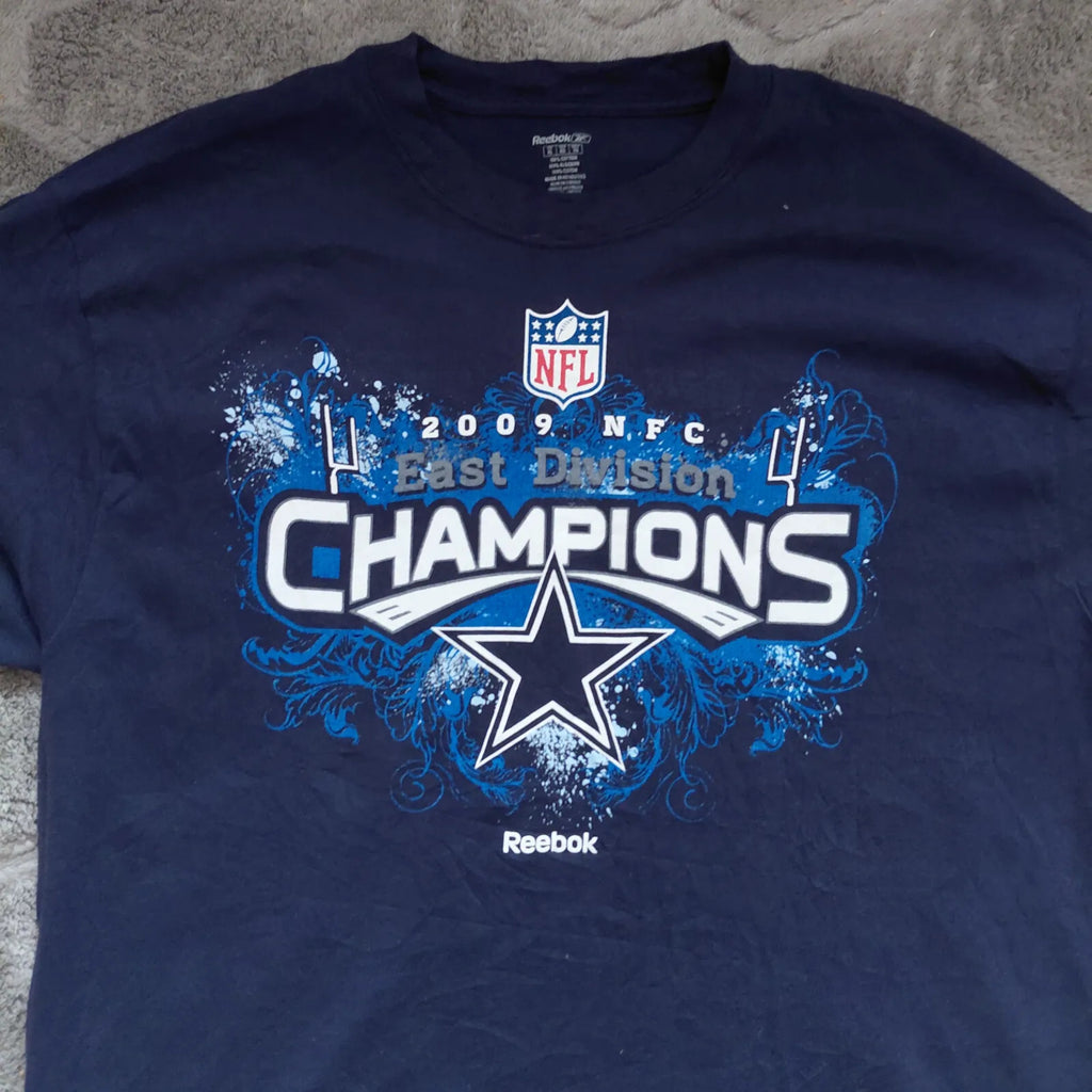 Reebok T Shirt Mens XL Navy Blue Cotton NFL East Division Champions Graphic Logo
