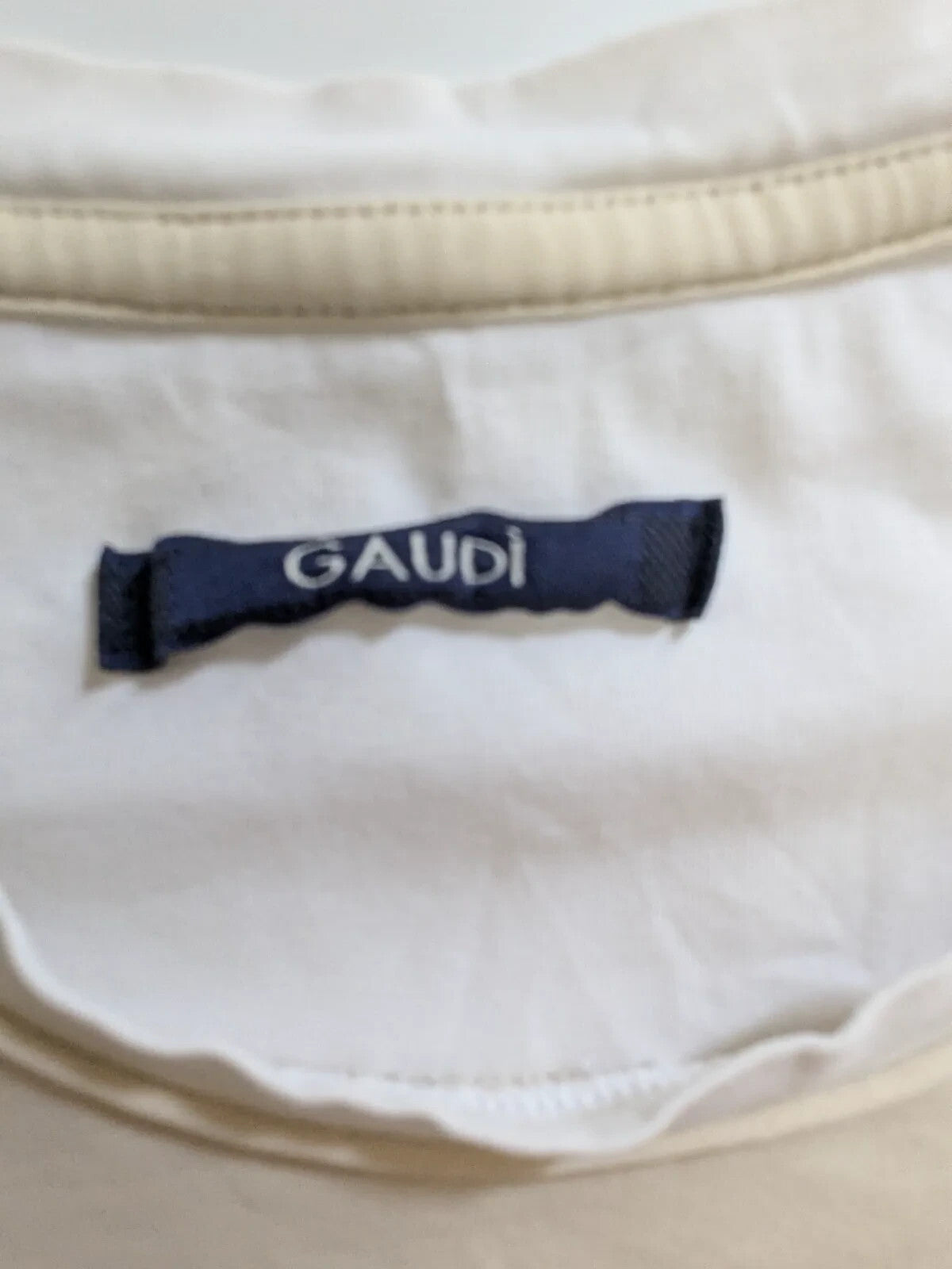 Gaudi T-Shirt Cream Cotton Logo Short Sleeve Crew Neck Pullover