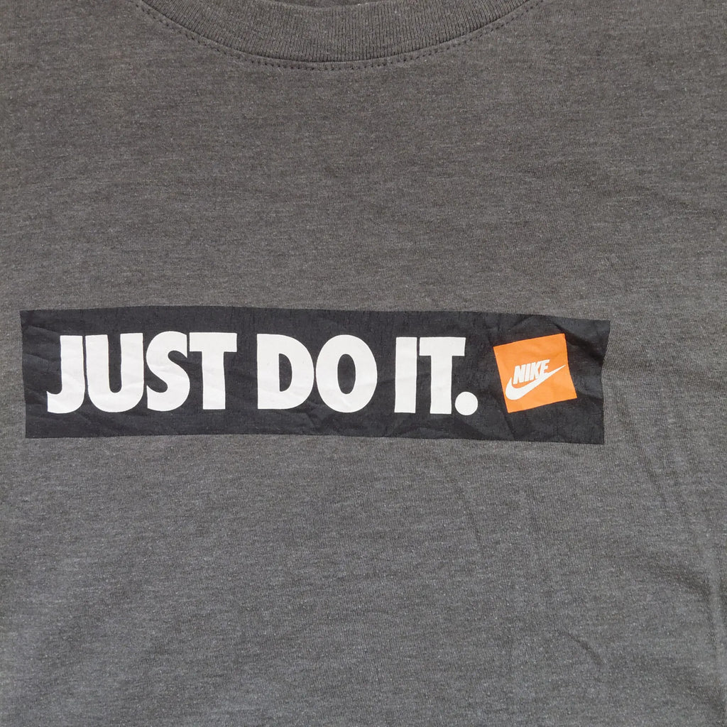 Nike Crew Neck T Shirt Mens Large Grey Just Do It Graphic Logo Short Sleeve