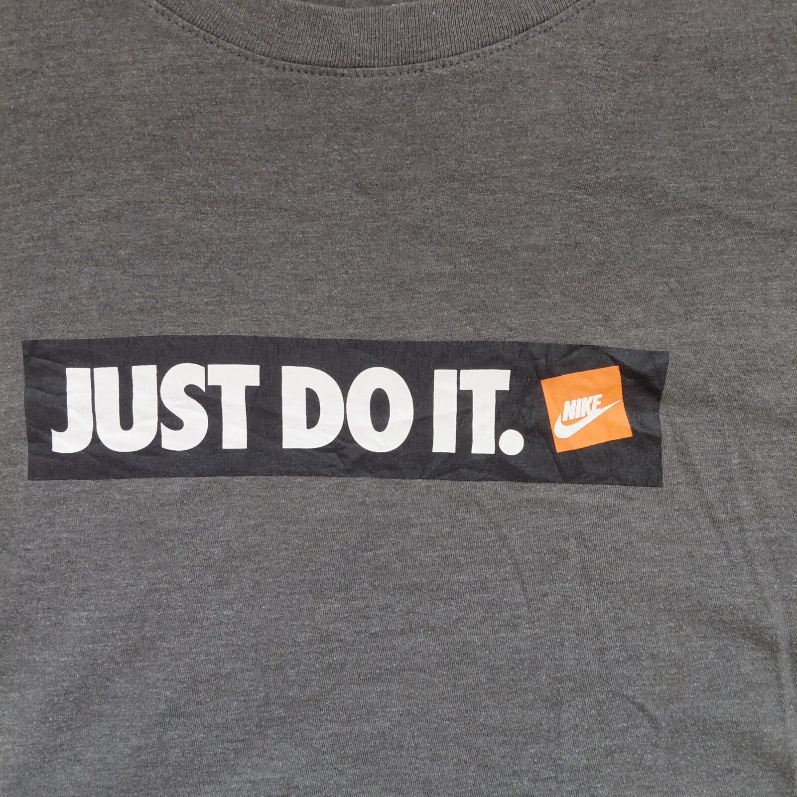 Nike Crew Neck T Shirt Mens Large Grey Just Do It Graphic Logo Short Sleeve