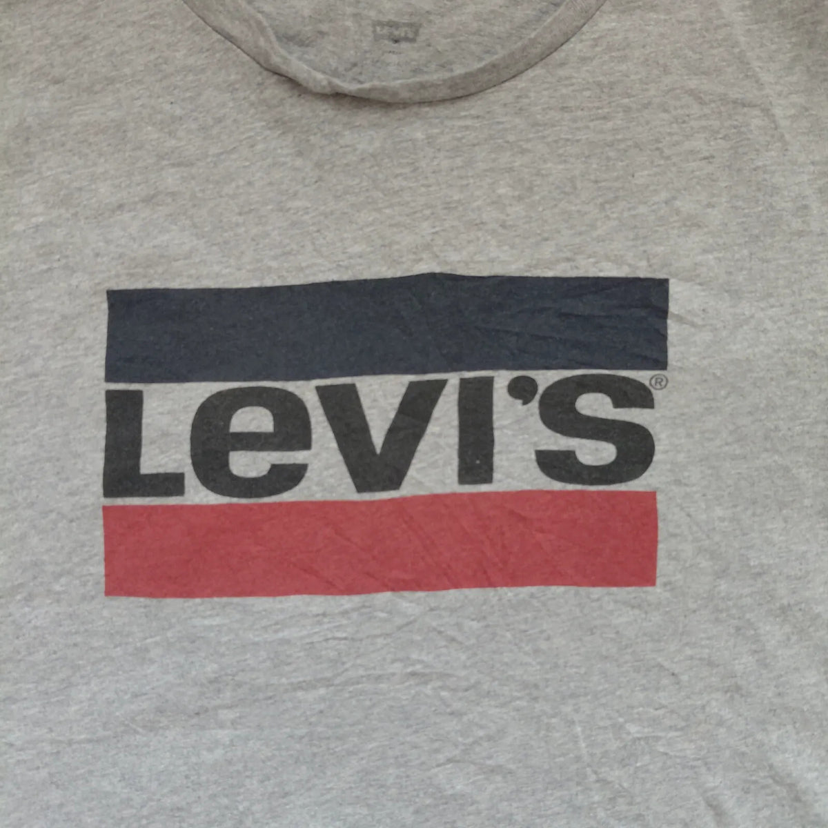 Levis Crew Neck T Shirt Grey Cotton Jersey Graphic Logo Short Sleeve