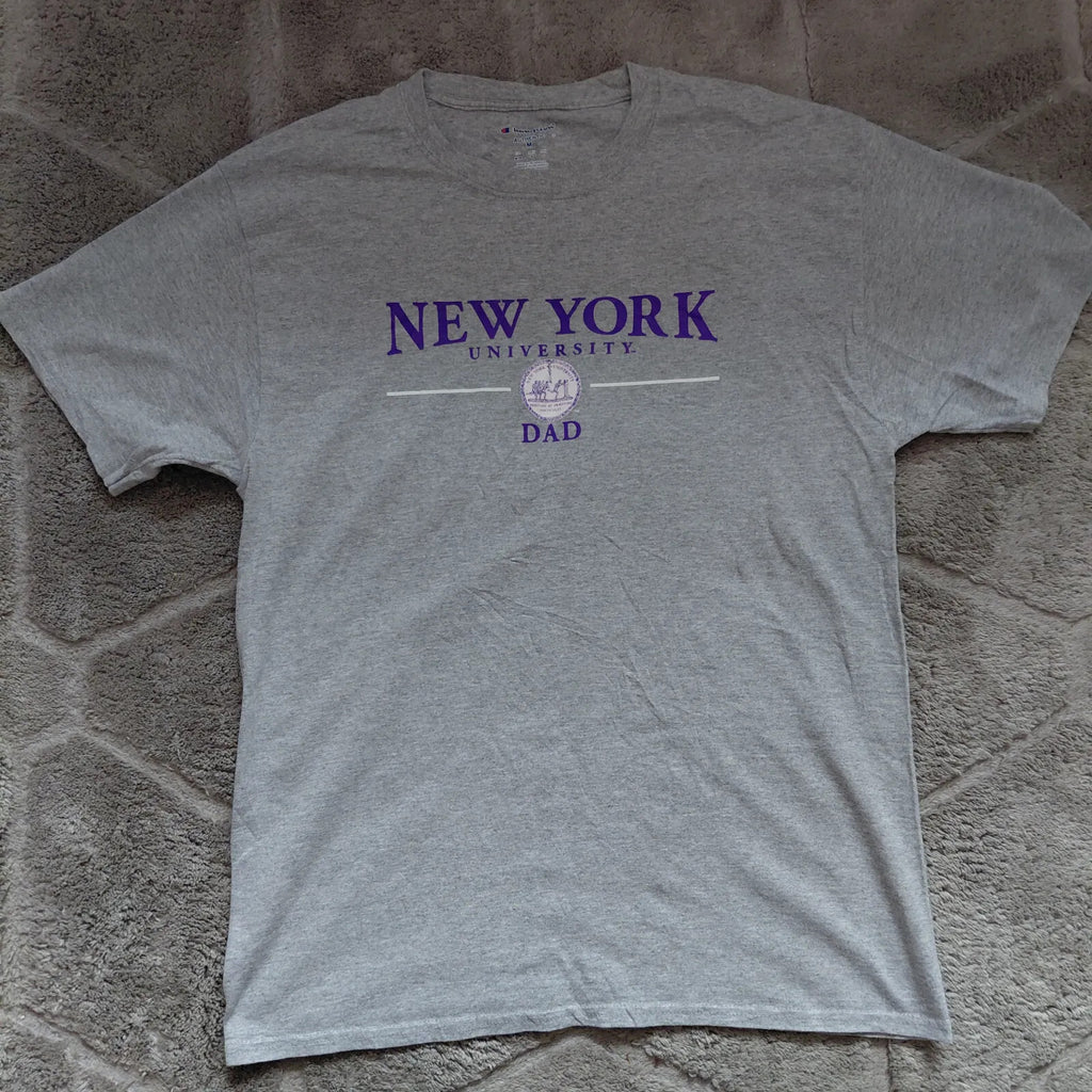 Champion Crew Neck T Shirt Mens Medium Grey New York University Dad Graphic Logo