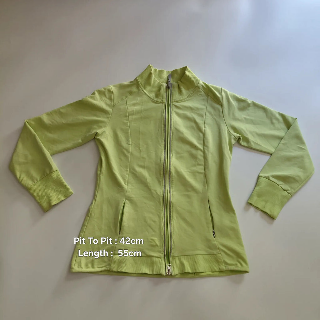 Champion Jacket Lime Green Full Zip Stand Collar Logo Streetwear