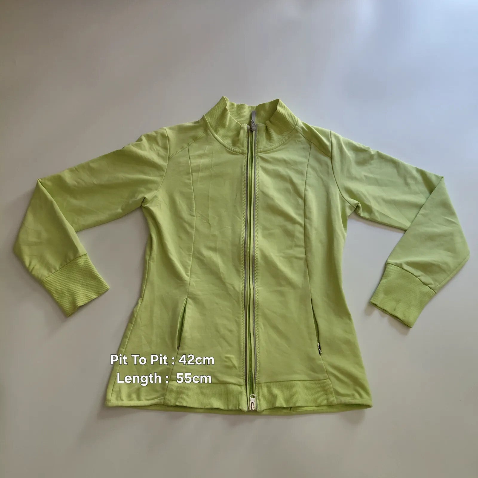 Champion Jacket Lime Green Full Zip Stand Collar Logo Streetwear