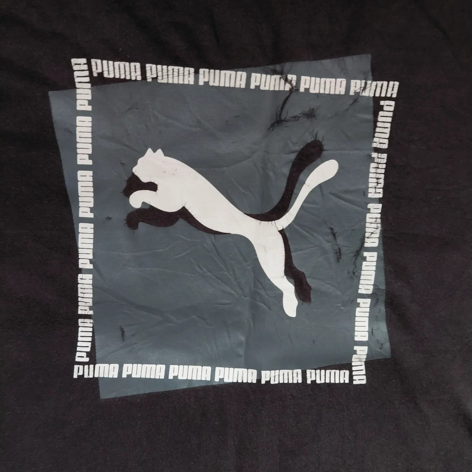 Puma Men's Black Logo T Shirt Size Large Crew Neck Cotton Graphic Tee