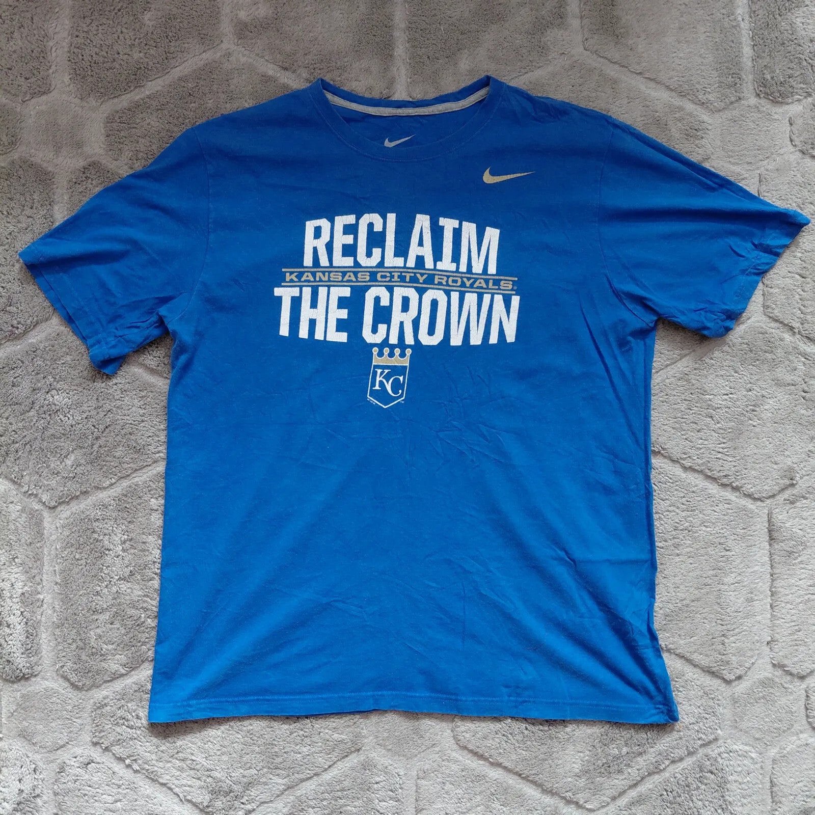 Nike Crew Neck T Shirt XL Blue Cotton Reclaim The Crown Kansas City Royals