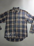 Fila Shirt Medium Blue Cotton Plaid Button Up Long Sleeve Logo Workwear
