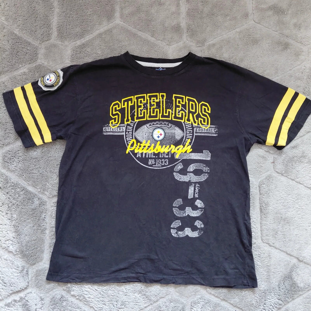 NFL Pittsburgh Steelers T Shirt Men's Large Black Graphic Logo Tee
