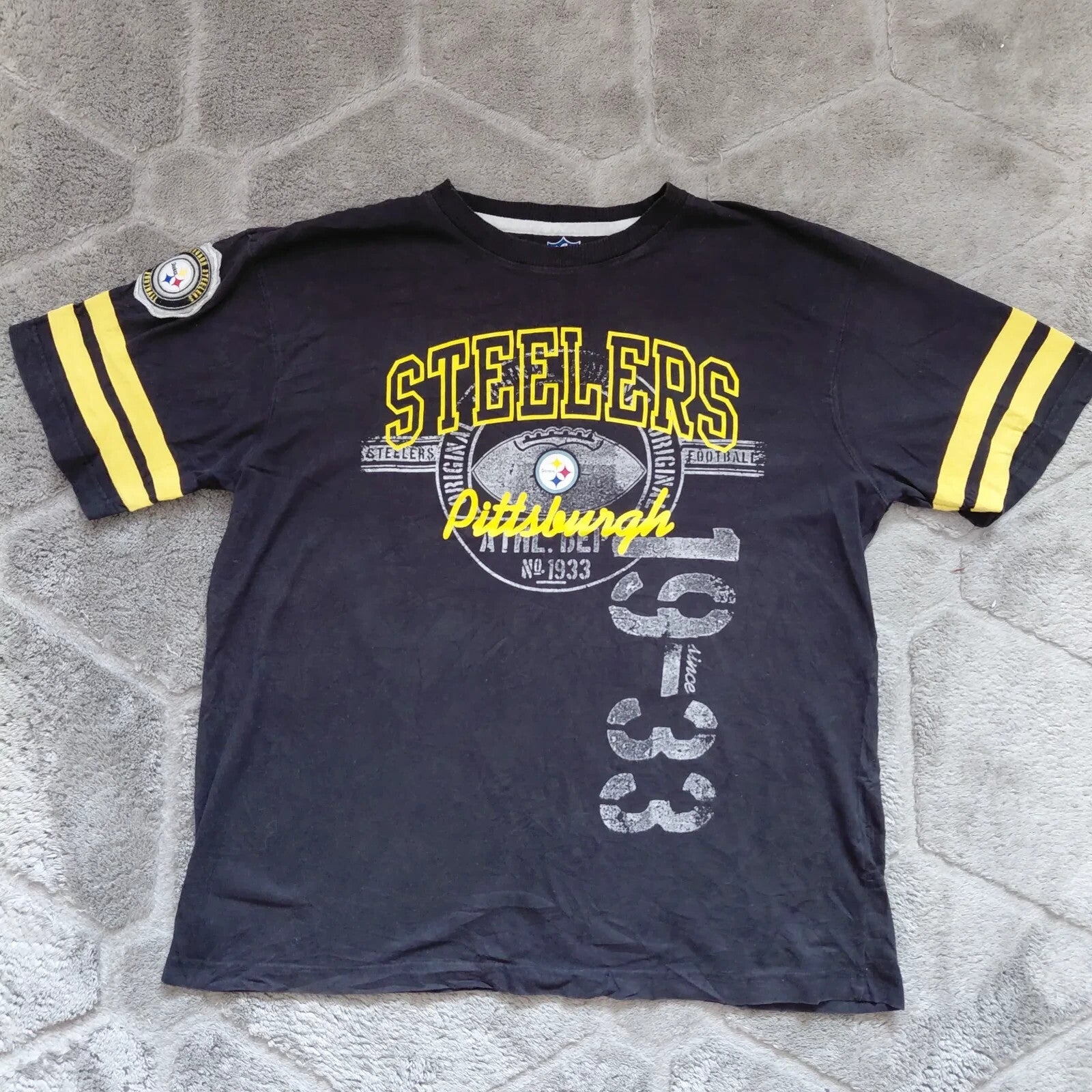 NFL Pittsburgh Steelers T Shirt Men's Large Black Graphic Logo Tee