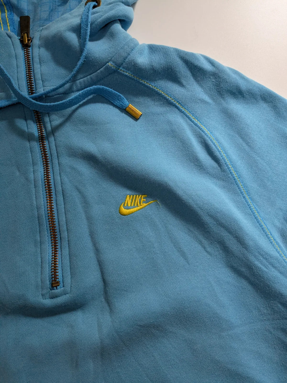 Nike 1/4 Zip Hoodie Mens Large Blue Cotton Logo Hooded Streetwear