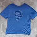 Nike Team Apparel Crew Neck T Shirt Mens XL Blue Tri Blend Ram Head Graphic Logo