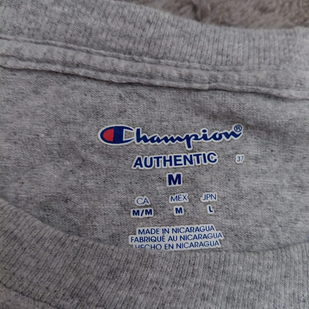 Champion Crew Neck T Shirt Mens Medium Grey New York University Dad Graphic Logo