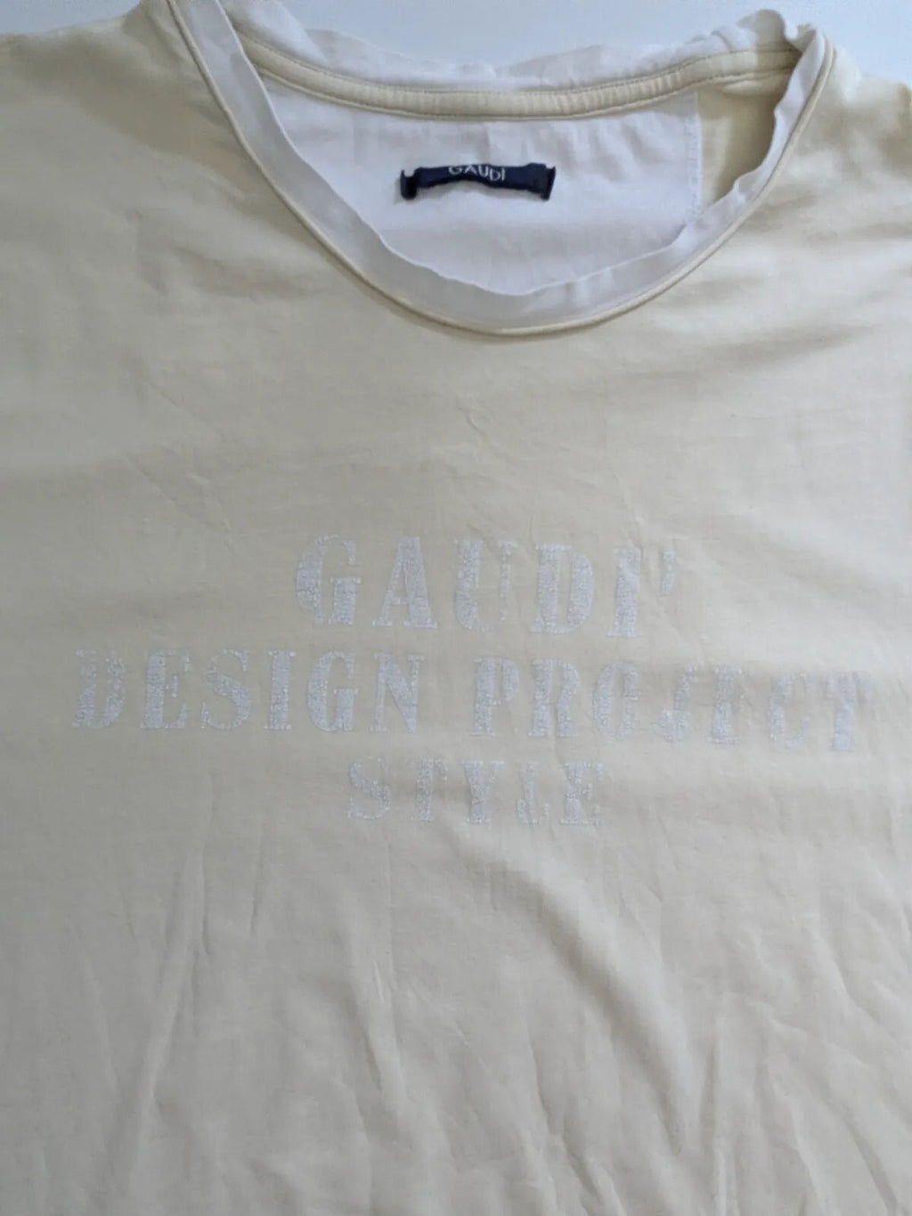 Gaudi T-Shirt Cream Cotton Logo Short Sleeve Crew Neck Pullover