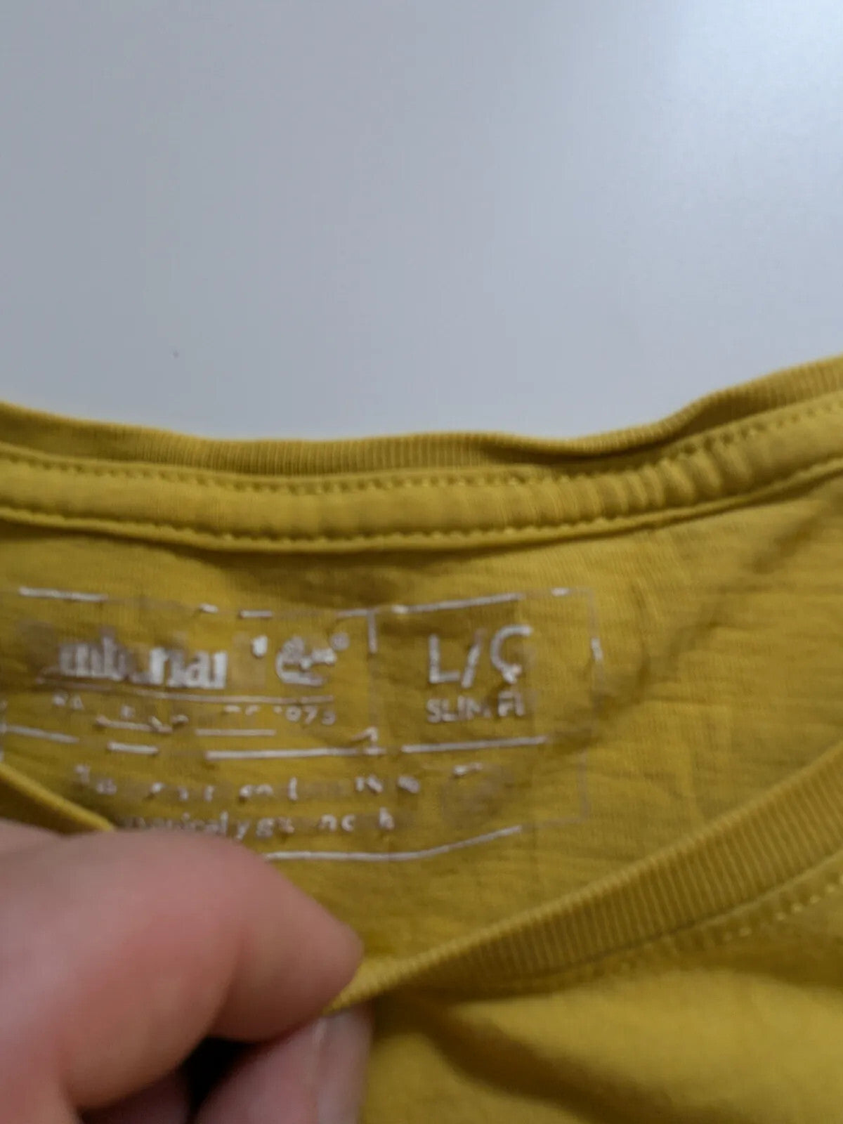 Timberland T Shirt Mens Large Yellow Cotton Short Sleeve Logo Crew Neck