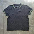 Lotto Polo Shirt Mens XL Black Striped Logo Short Sleeve Button Up Casual