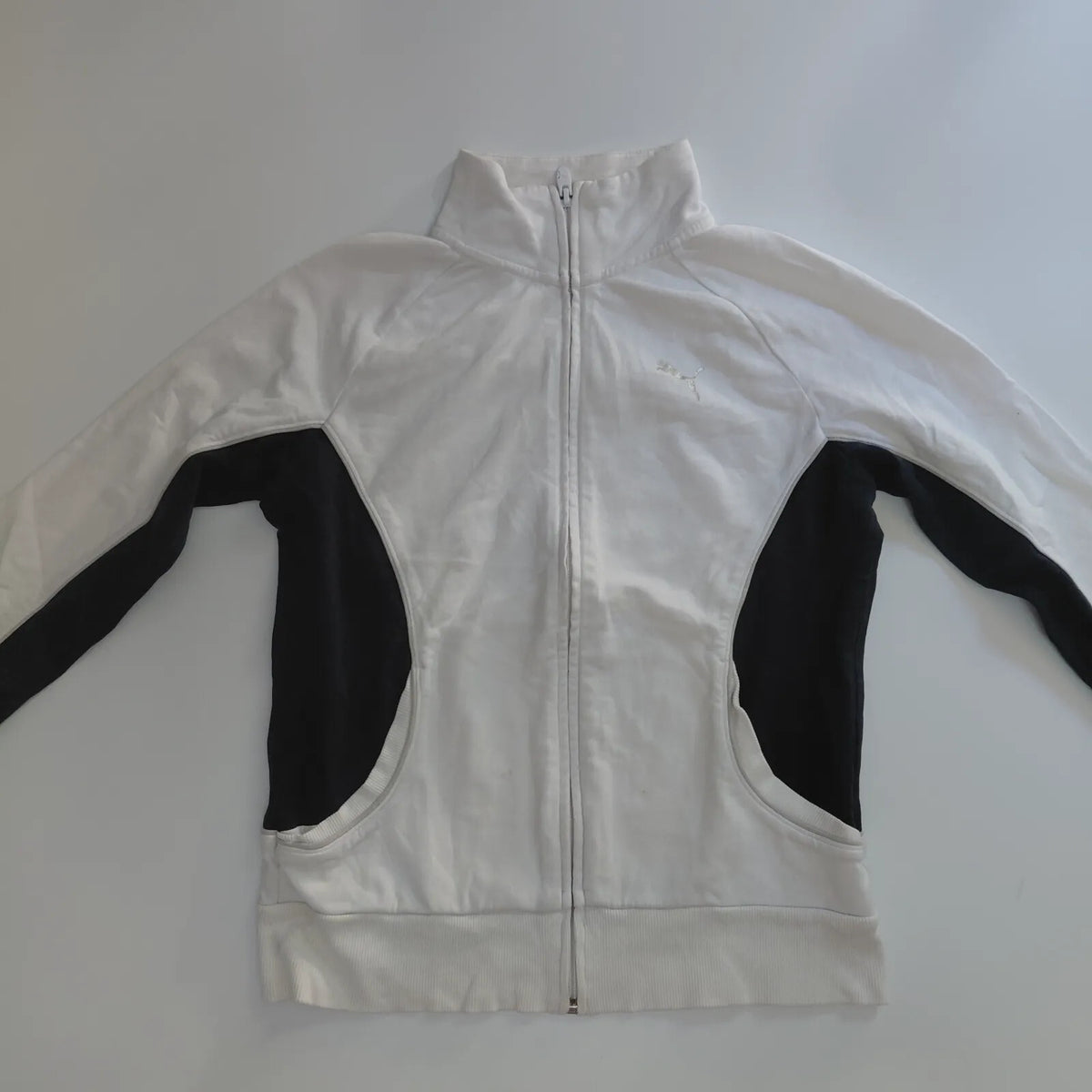 Puma Track Jacket Womens UK12 White Polyester Logo Colour Block Full Zip