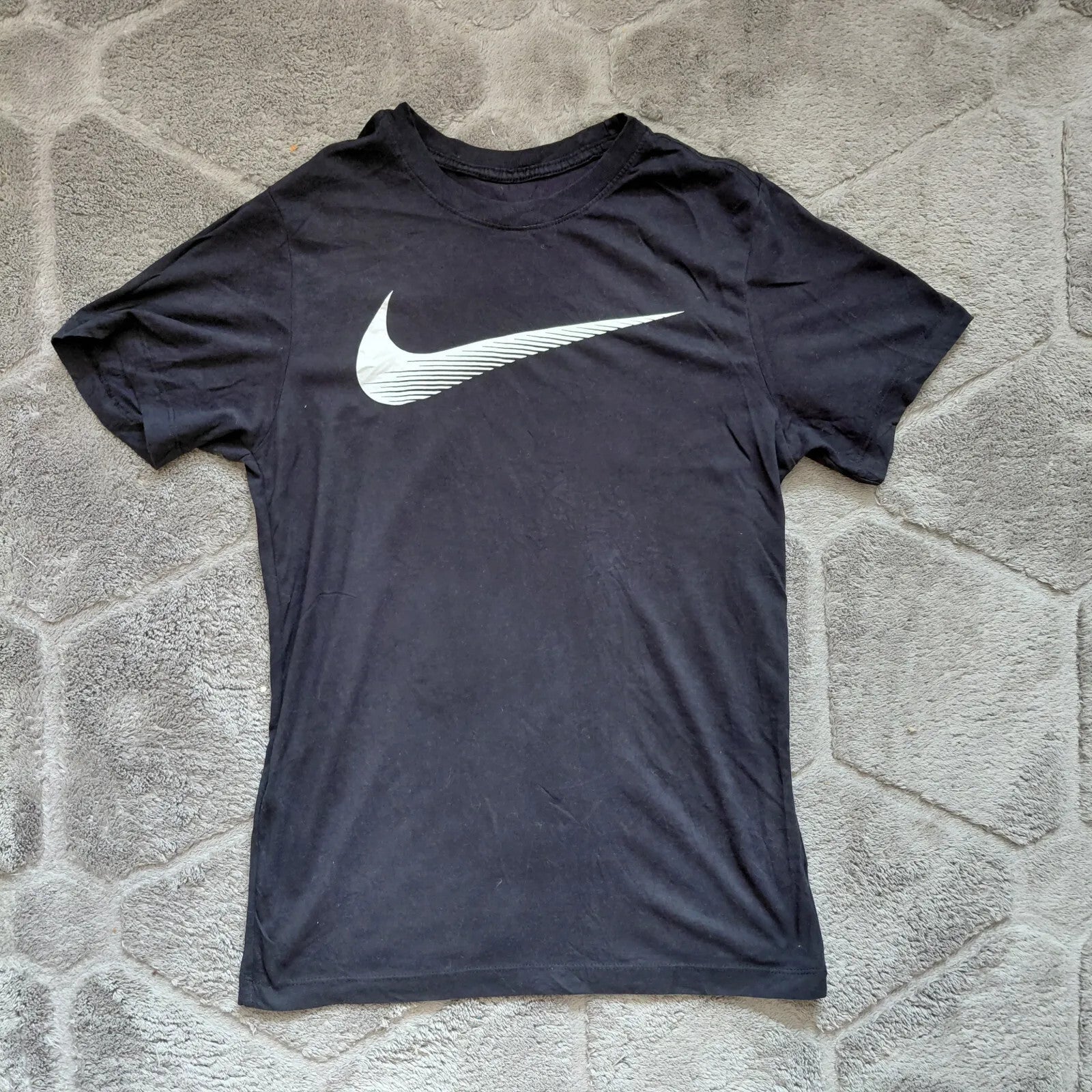Nike The Nike Tee Dri Fit Crew Neck T Shirt Mens Black Nike Swoosh Short Sleeve