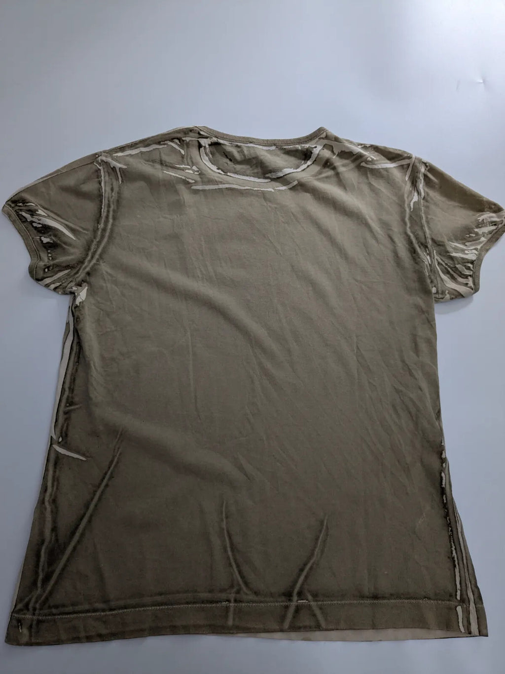 Gas T-Shirt Mens Khaki Cotton Graphic Logo Distressed Streetwear Short Sleeve