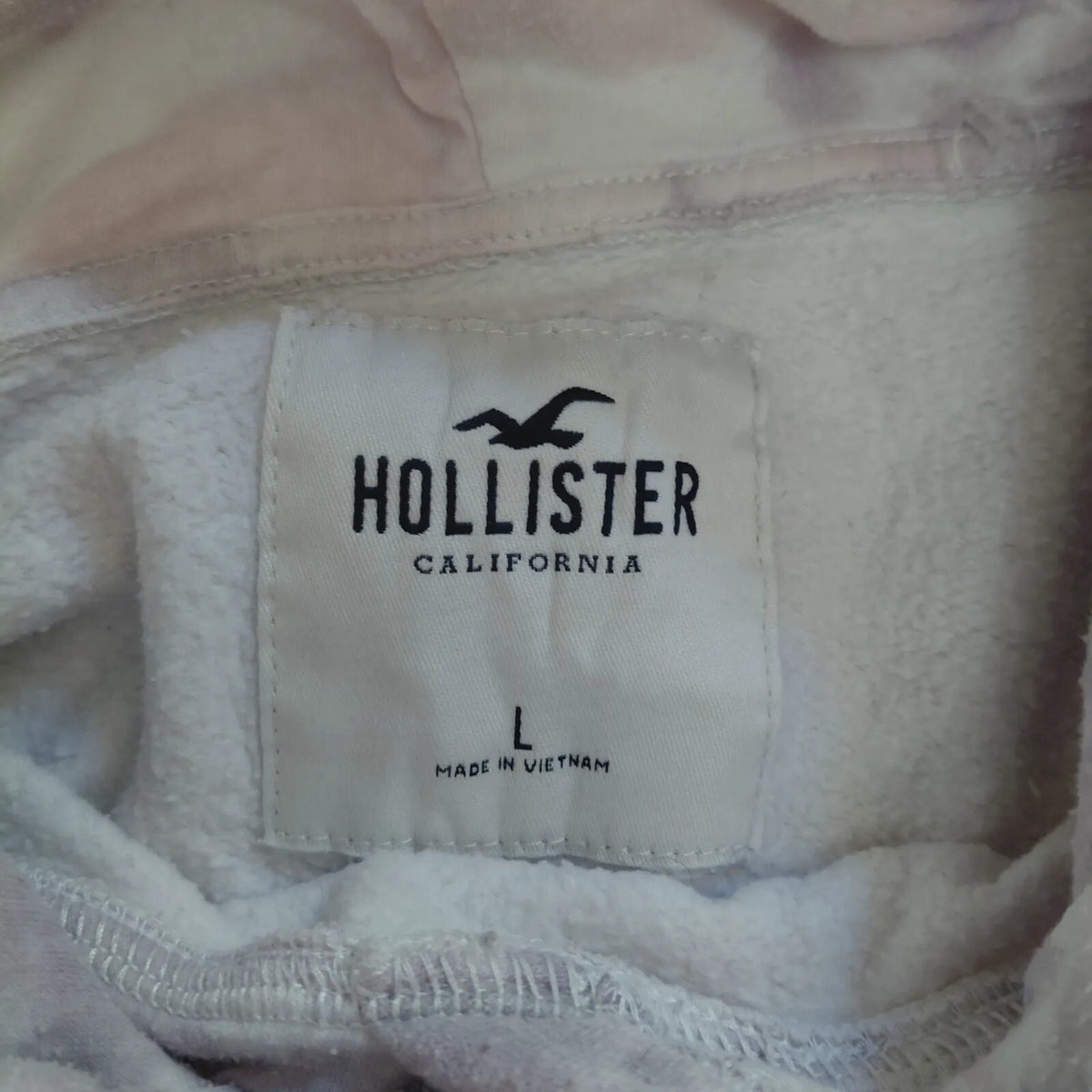 Hollister California Hoodie Large Pink Cotton Fleece Tie Dye Logo Graphic