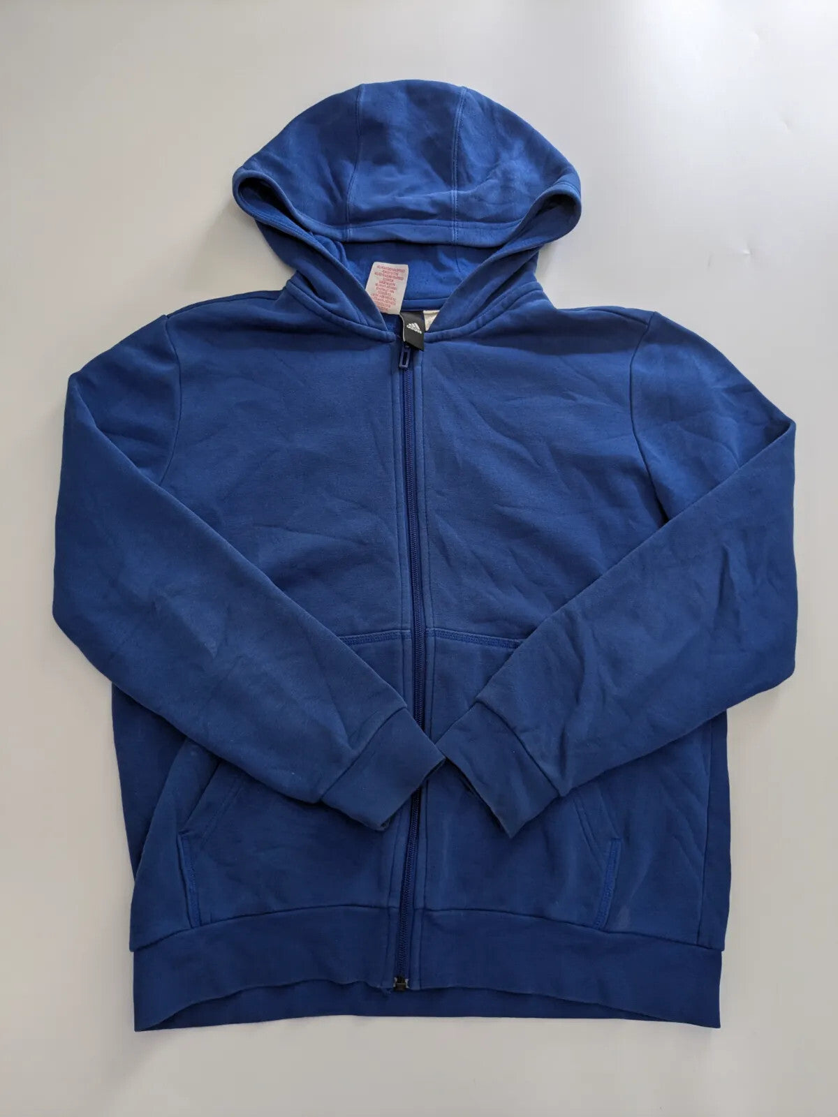 Adidas Zip Hoodie Blue Logo Full Zip Hooded Streetwear womens uk 8-10