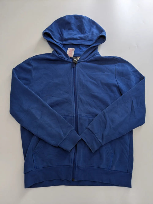 Adidas Zip Hoodie Blue Logo Full Zip Hooded Streetwear womens uk 8-10
